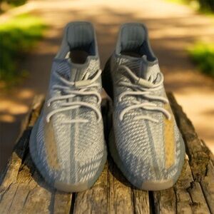 Stylish Gray and Tan Sneakers  Adidas Yeezy preowned good condition